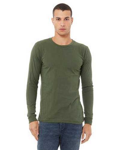 Bella + Canvas 3501 Unisex Jersey Long-Sleeve T-Shirt - Military Green - HIT a Double