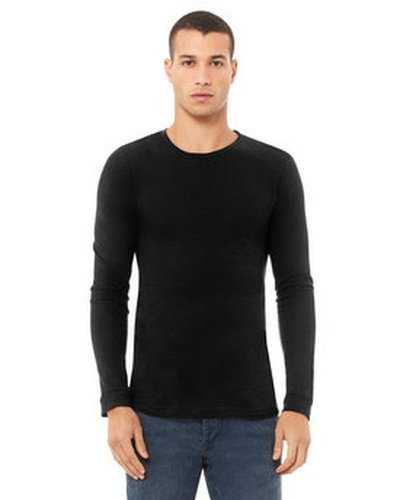 Bella + Canvas 3501 Unisex Jersey Long-Sleeve T-Shirt - Solid Black Slub - HIT a Double