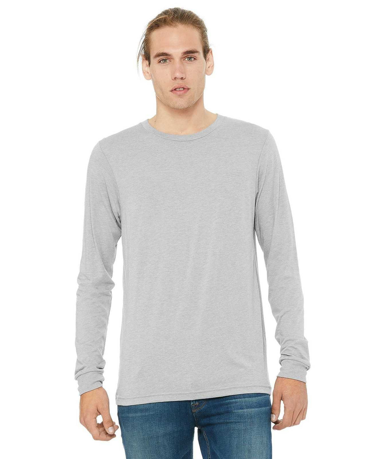 Bella + Canvas 3501 Unisex Jersey Long Sleeve Tee - Athletic Grey Triblend - HIT a Double
