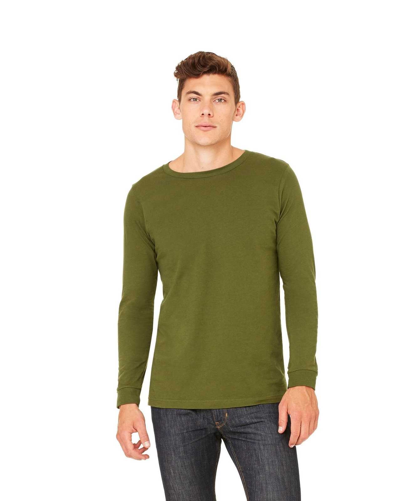 Bella + Canvas 3501 Unisex Jersey Long Sleeve Tee - Olive - HIT a Double