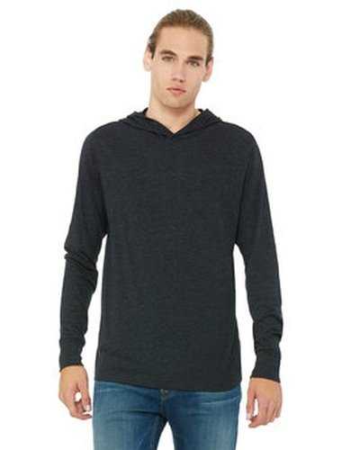 Bella + Canvas 3512 Unisex Jersey Long-Sleeve Hoodie - Charcoal Black Triblend - HIT a Double