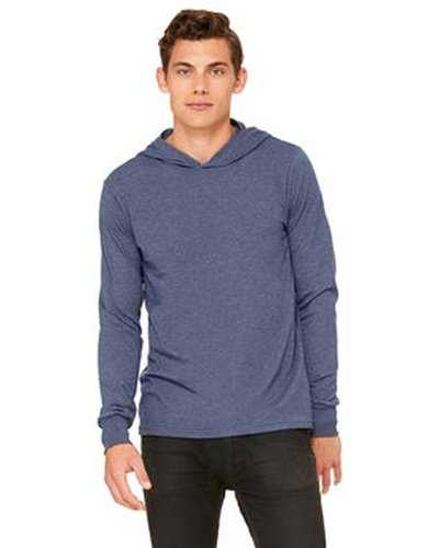 Bella + Canvas 3512 Unisex Jersey Long-Sleeve Hoodie - Heather Navy - HIT a Double