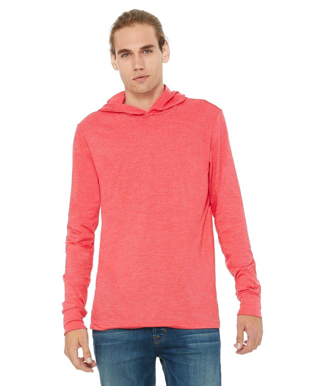Bella + Canvas 3512 Unisex Jersey Long Sleeve Hoodie - Heather Red - HIT a Double