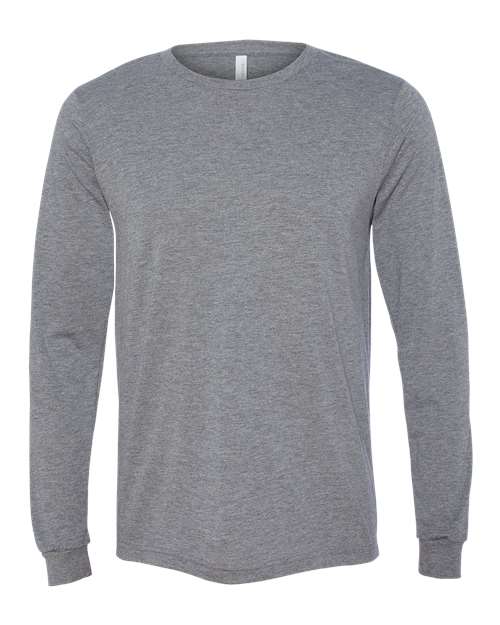 Bella + Canvas 3513 Unisex Triblend Long Sleeve Tee - Gray Triblend - HIT a Double - 1