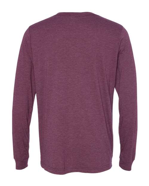 Bella + Canvas 3513 Unisex Triblend Long Sleeve Tee - Maroon Triblend - HIT a Double - 2