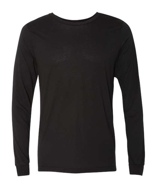 Bella + Canvas 3513 Unisex Triblend Long Sleeve Tee - Solid Black Triblend - HIT a Double - 1
