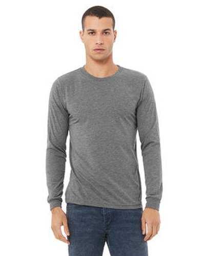 Bella + Canvas 3513 Unisex Triblend Long-Sleeve T-Shirt - Gray Triblend - HIT a Double