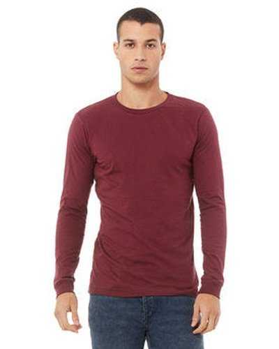 Bella + Canvas 3513 Unisex Triblend Long-Sleeve T-Shirt - Maroon Triblend - HIT a Double