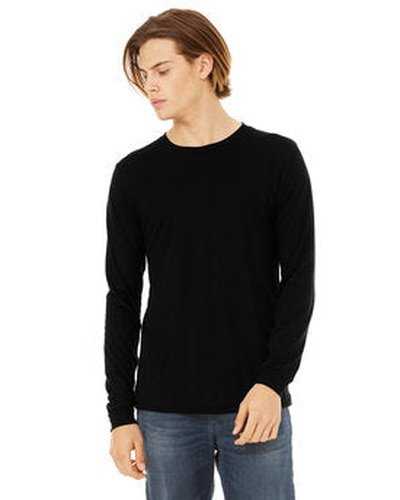Bella + Canvas 3513 Unisex Triblend Long-Sleeve T-Shirt - Solid Black Triblend - HIT a Double