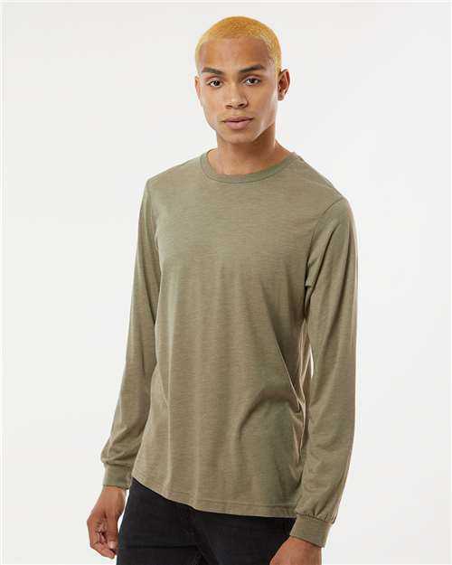Bella + Canvas 3513 Unisex Triblend Long Sleeve Tee - Olive Triblend&quot; - &quot;HIT a Double