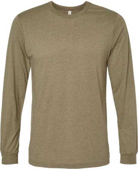 Bella + Canvas 3513 Unisex Triblend Long Sleeve Tee - Olive Triblend" - "HIT a Double