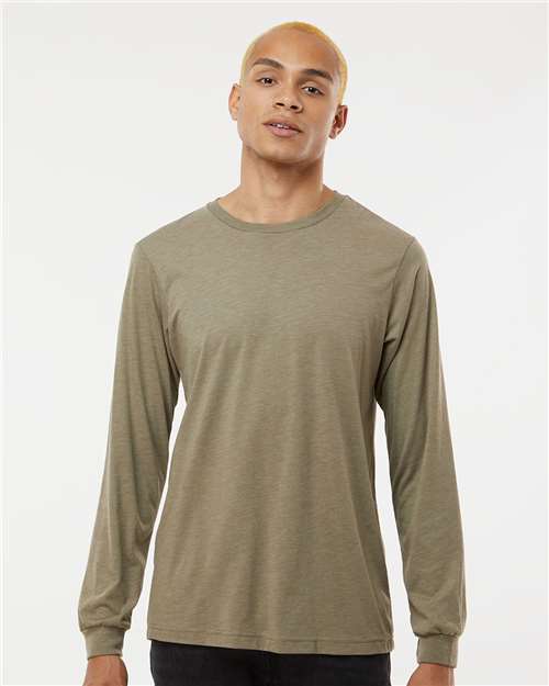 Bella + Canvas 3513 Unisex Triblend Long Sleeve Tee - Olive Triblend" - "HIT a Double