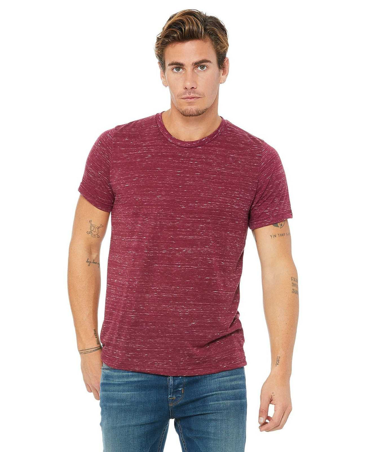 Bella + Canvas 3650 Unisex Poly-Cotton Short Sleeve Tee - Maroon Marble - HIT a Double