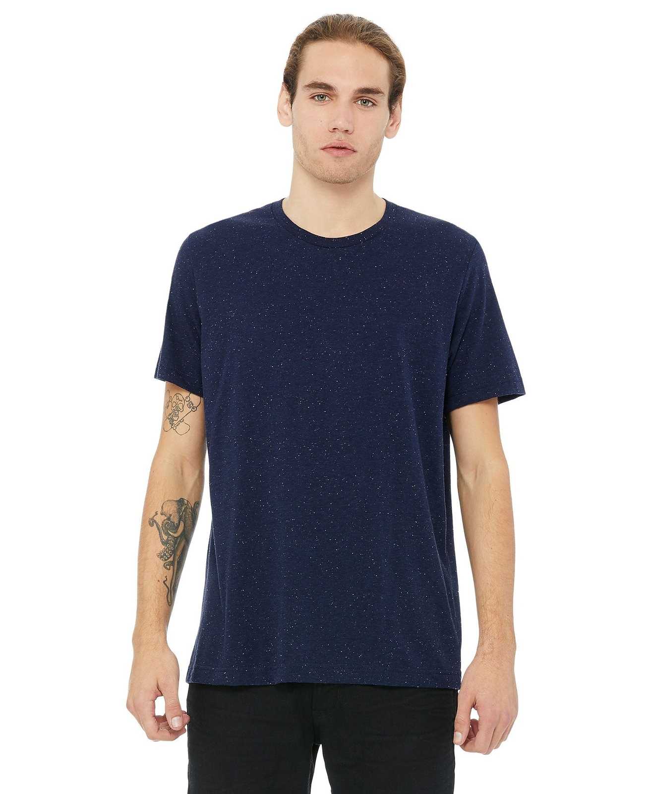 Bella + Canvas 3650 Unisex Poly-Cotton Short Sleeve Tee - Navy Speckled - HIT a Double