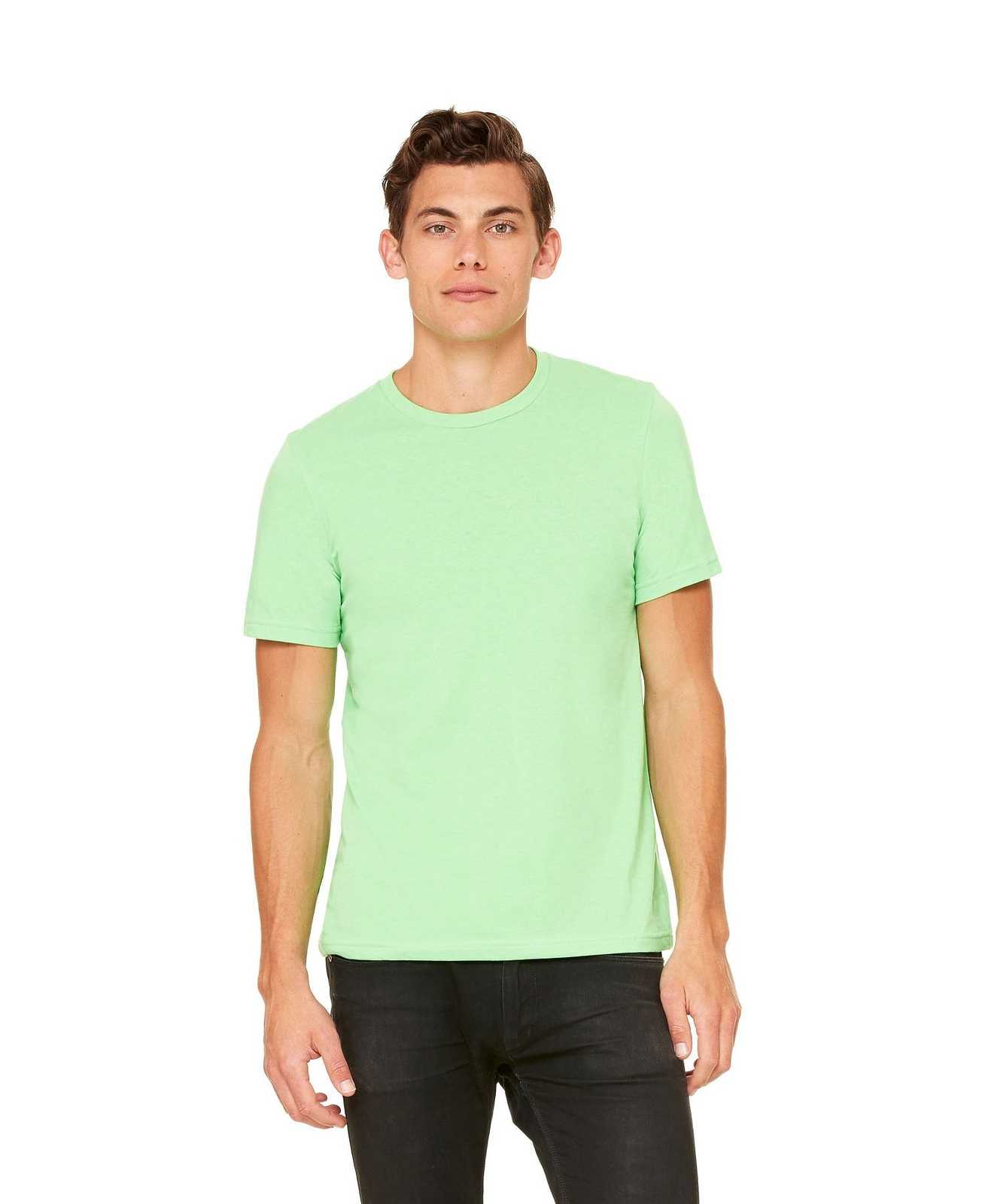 Bella + Canvas 3650 Unisex Poly-Cotton Short Sleeve Tee - Neon Green - HIT a Double