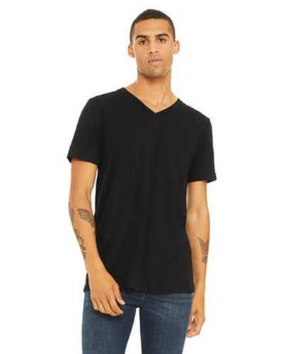 Bella + Canvas 3655C Unisex Textured Jersey V-Neck T-Shirt - Solid Black Slub - HIT a Double