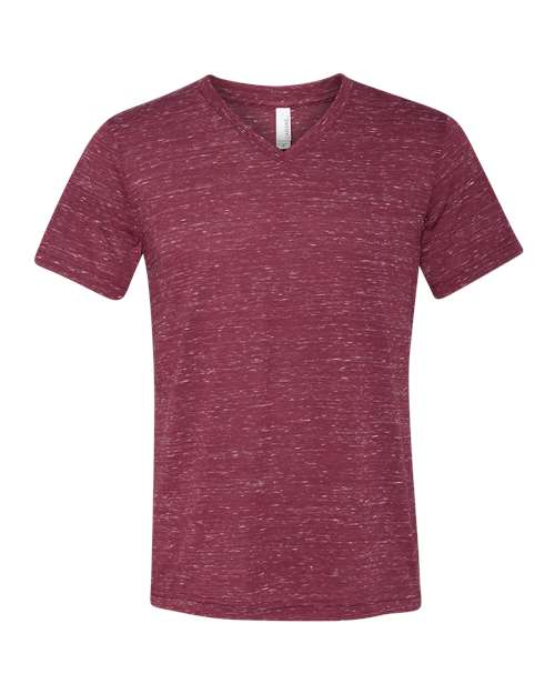 Bella + Canvas 3655 Unisex Textured Jersey V-Neck Tee - Maroon Marble - HIT a Double - 1