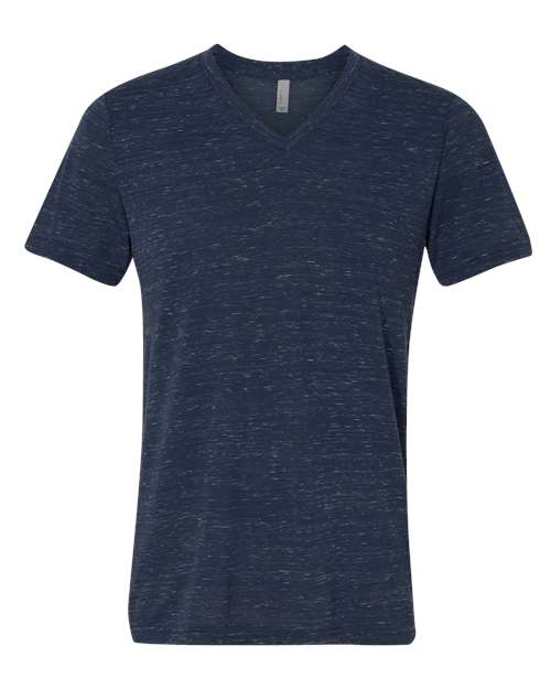 Bella + Canvas 3655 Unisex Textured Jersey V-Neck Tee - Navy Marble - HIT a Double - 1