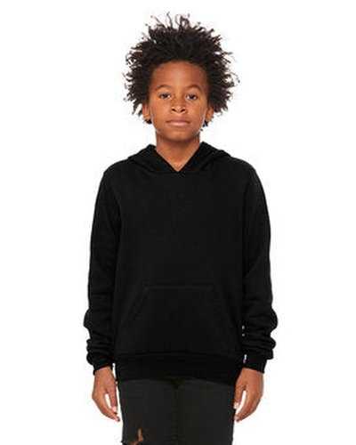 Bella + Canvas 3719Y Youth Sponge Fleece Pullover Hooded Sweatshirt - Black - HIT a Double