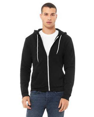 Bella + Canvas 3739 Unisex Poly-Cotton Fleece Full-Zip Hooded Sweatshirt - Black - HIT a Double
