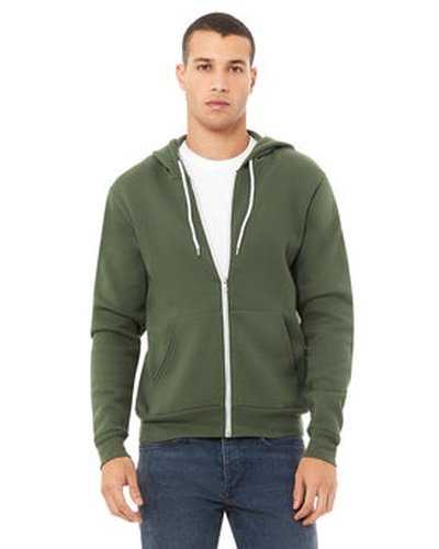 Bella + Canvas 3739 Unisex Poly-Cotton Fleece Full-Zip Hooded Sweatshirt - Military Green - HIT a Double