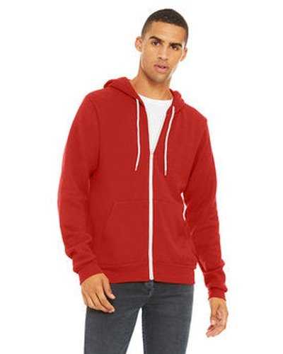 Bella + Canvas 3739 Unisex Poly-Cotton Fleece Full-Zip Hooded Sweatshirt - Red - HIT a Double