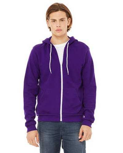 Bella + Canvas 3739 Unisex Poly-Cotton Fleece Full-Zip Hooded Sweatshirt - Team Purple - HIT a Double