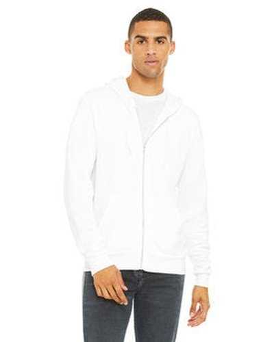 Bella + Canvas 3739 Unisex Poly-Cotton Fleece Full-Zip Hooded Sweatshirt - White - HIT a Double