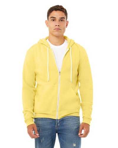 Bella + Canvas 3739 Unisex Poly-Cotton Fleece Full-Zip Hooded Sweatshirt - Yellow - HIT a Double