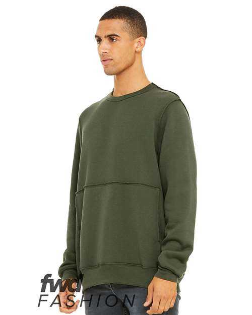 Bella + Canvas 3743 FWD Fashion Unisex Raw Seam Crewneck Sweatshirt - Military Green - HIT a Double