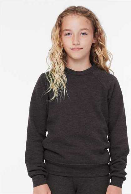 Bella + Canvas 3901Y Youth Sponge Fleece Crewneck Sweatshirt - Dark Gray Heather" - "HIT a Double