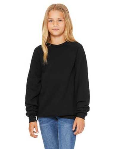 Bella + Canvas 3901Y Youth Sponge Fleece Raglan Sweatshirt - Black - HIT a Double