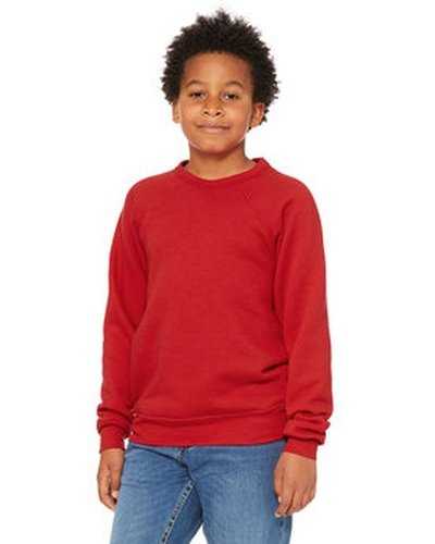 Bella + Canvas 3901Y Youth Sponge Fleece Raglan Sweatshirt - Red - HIT a Double