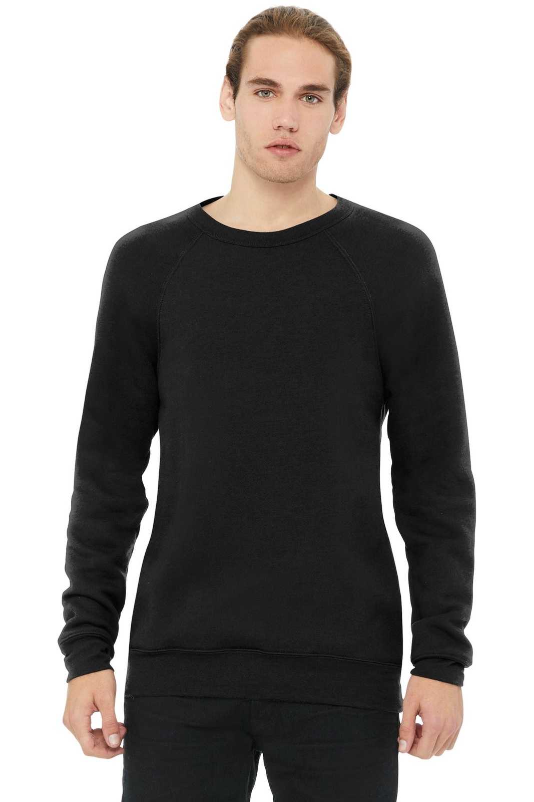 Bella + Canvas 3901 Unisex Sponge Fleece Raglan Sweatshirt - Black (Poly-Cotton) - HIT a Double