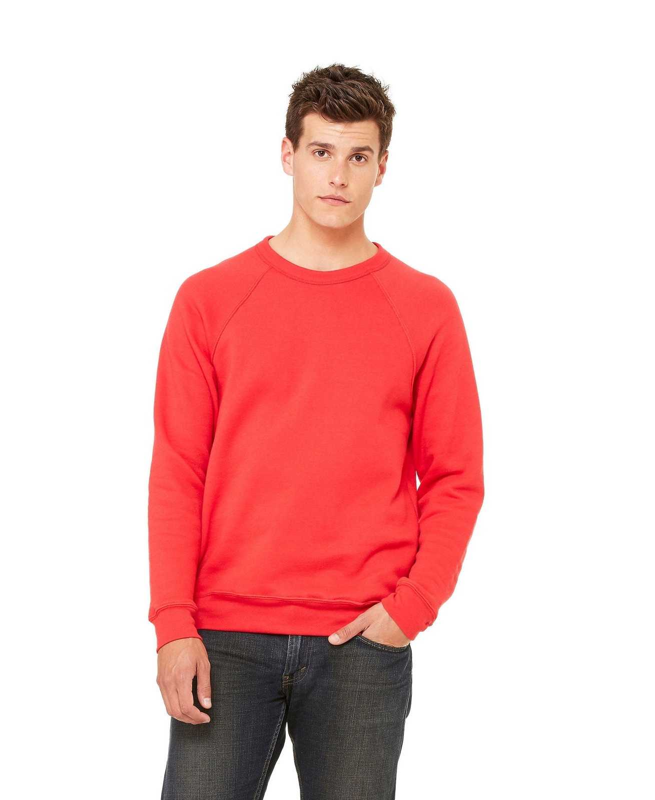 Bella + Canvas 3901 Unisex Sponge Fleece Raglan Sweatshirt - Red - HIT a Double