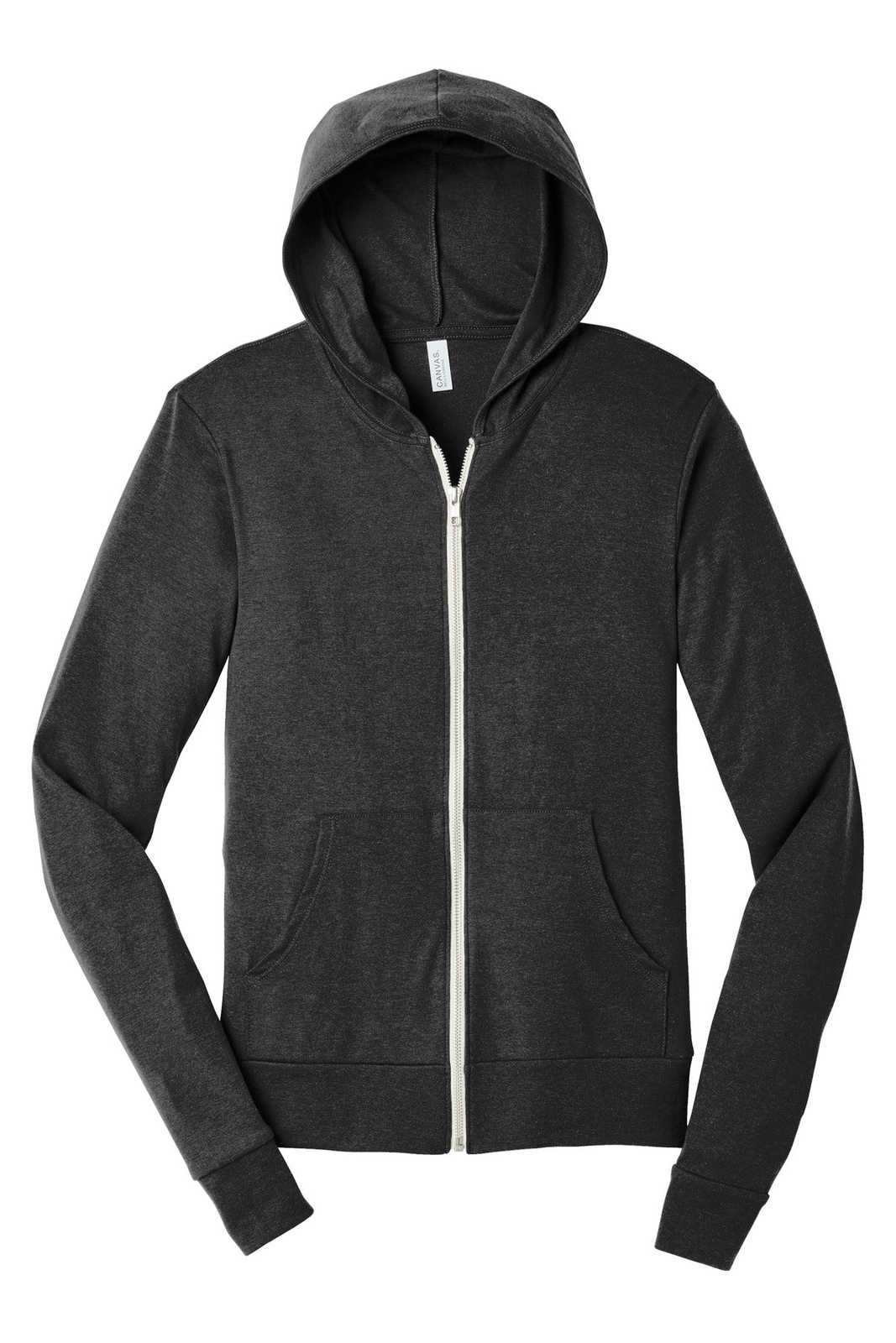 Bella + Canvas 3939 Unisex Triblend Full-Zip Lightweight Hoodie - Charcoal-Black Triblend - HIT a Double