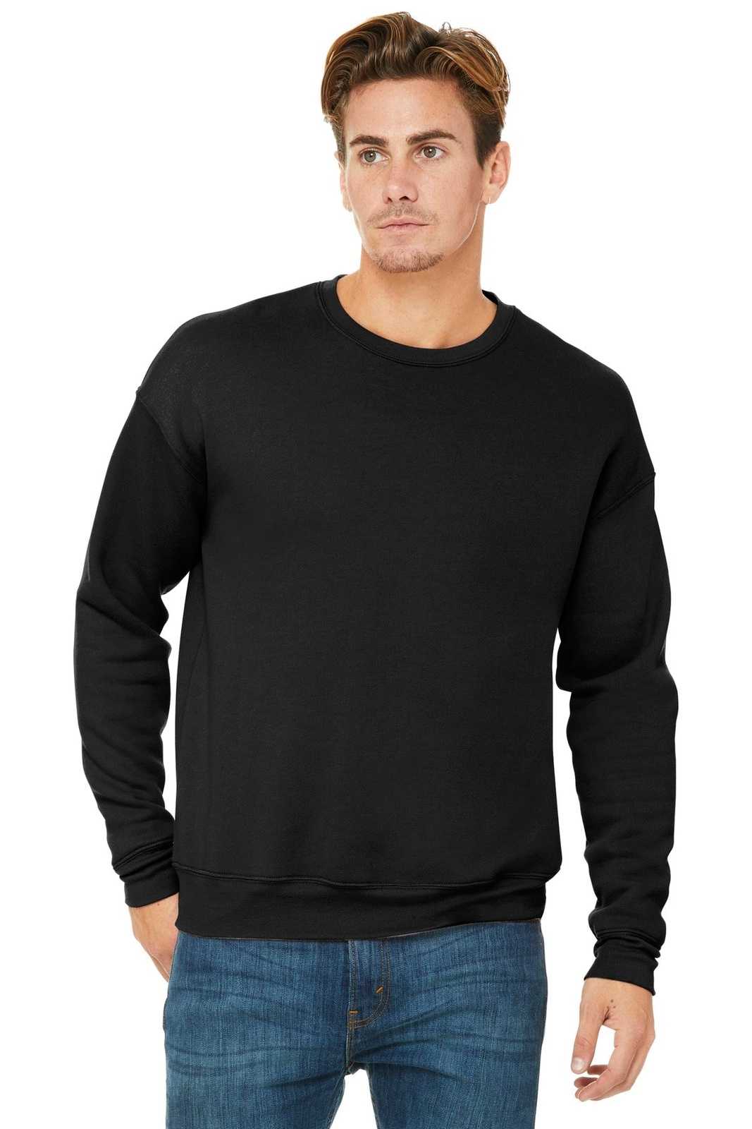 Bella + Canvas 3945 Unisex Sponge Fleece Drop Shoulder Sweatshirt - Black - HIT a Double