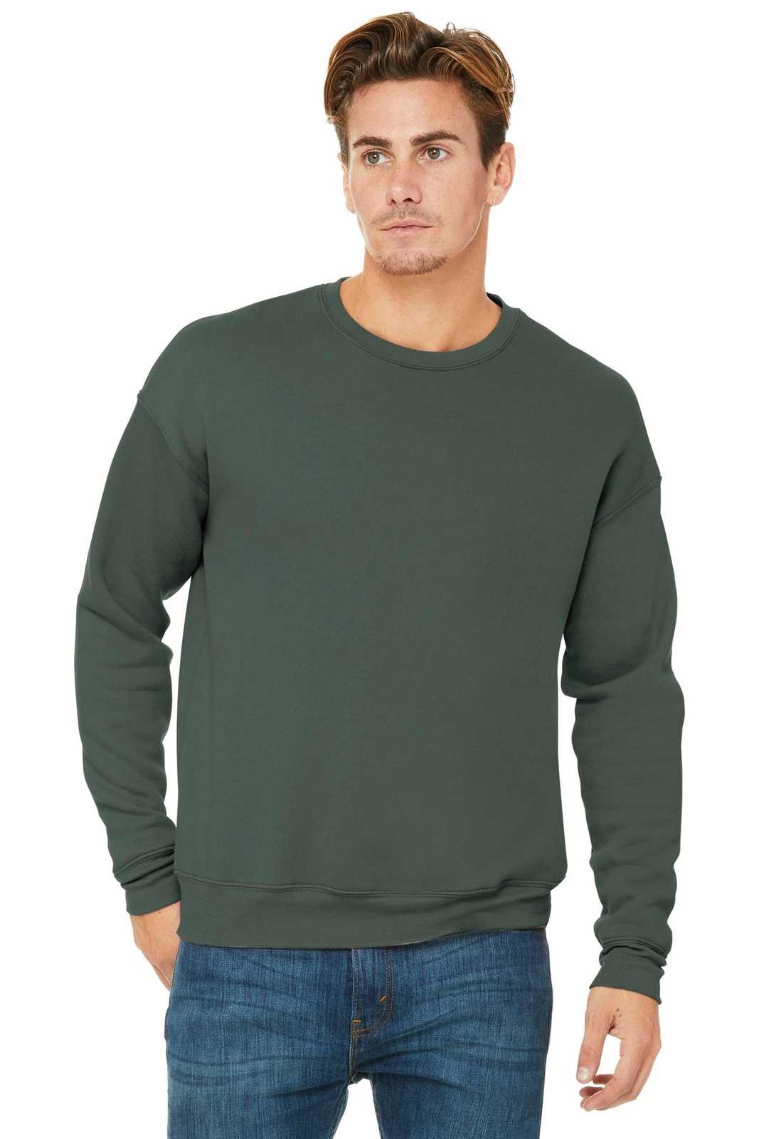 Bella + Canvas 3945 Unisex Sponge Fleece Drop Shoulder Sweatshirt - Military Green - HIT a Double
