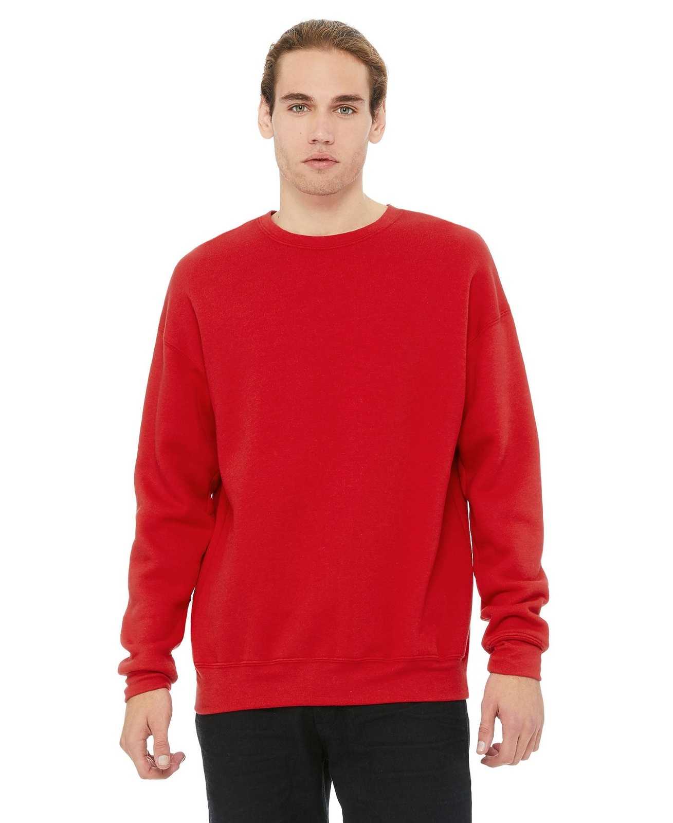 Bella + Canvas 3945 Unisex Sponge Fleece Drop Shoulder Sweatshirt - Red - HIT a Double