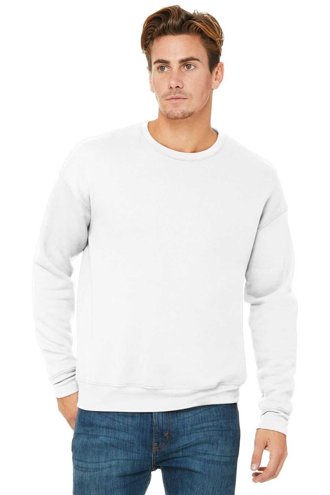 Bella + Canvas 3945 Unisex Sponge Fleece Drop Shoulder Sweatshirt - White - HIT a Double