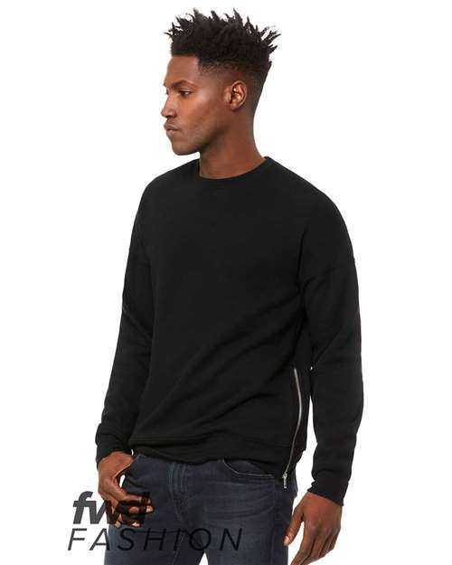 Bella + Canvas 3946 FWD Fashion Crewneck Sweatshirt with Side Zippers - Black - HIT a Double