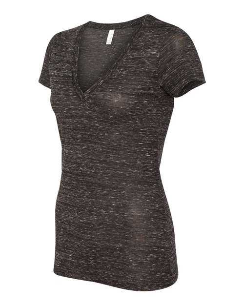 Bella + Canvas 6035 Womens Jersey Deep V-Neck Tee - Black Marble - HIT a Double