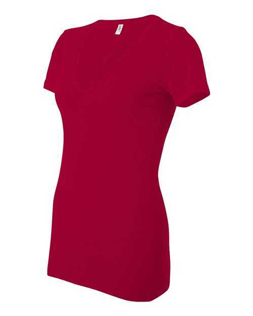 Bella + Canvas 6035 Womens Jersey Deep V-Neck Tee - Red - HIT a Double