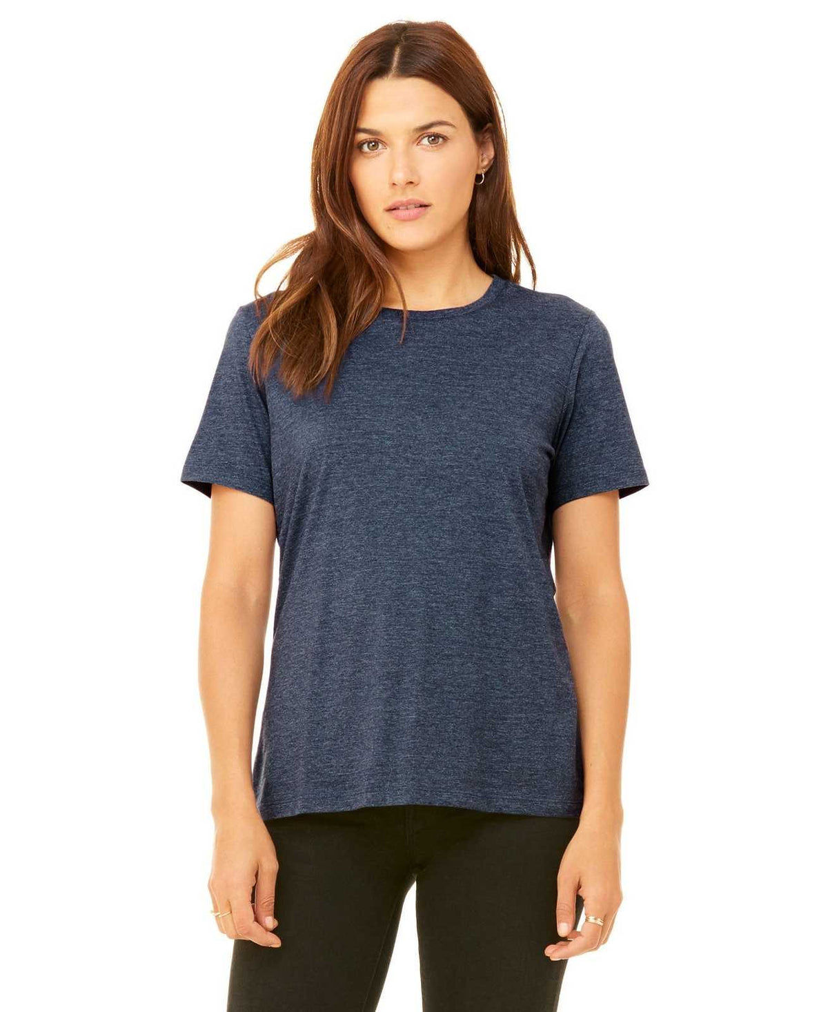 Bella + Canvas 6400 Women&#39;s Relaxed Jersey Short Sleeve Tee - Heather Navy - HIT a Double
