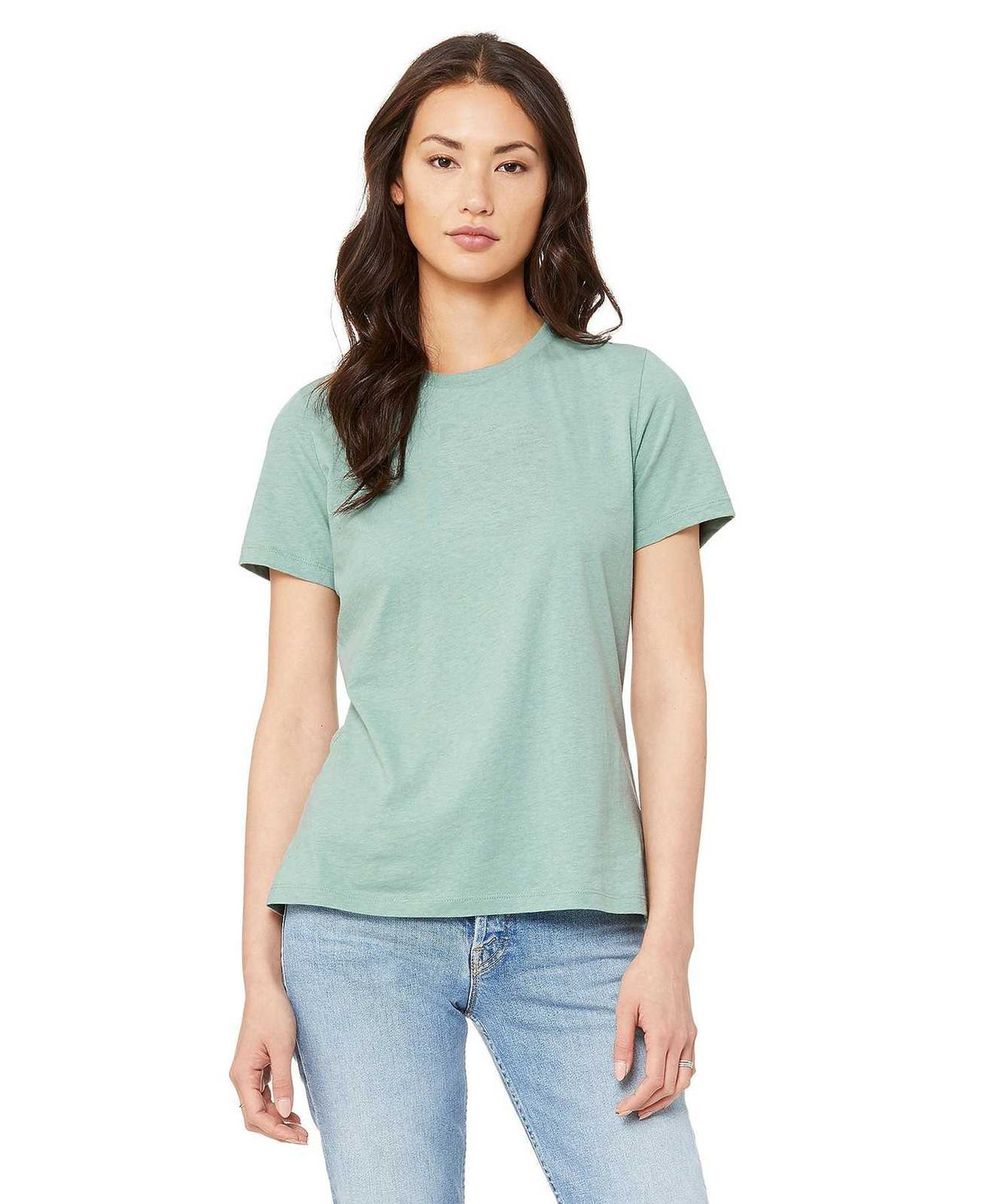 Bella + Canvas 6400 Women&#39;s Relaxed Jersey Short Sleeve Tee - Heather Prism Dusty Blue - HIT a Double