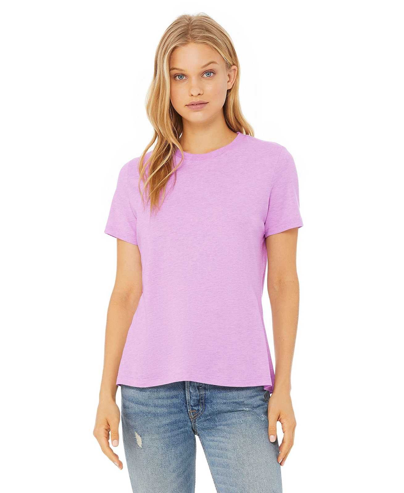 Bella + Canvas 6400 Women's Relaxed Jersey Short Sleeve Tee - Heather Prism Lilac - HIT a Double