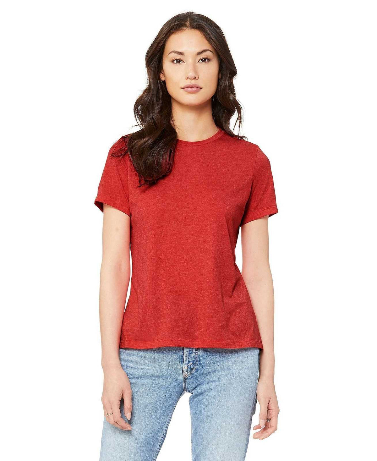 Bella + Canvas 6400 Women&#39;s Relaxed Jersey Short Sleeve Tee - Heather Red - HIT a Double