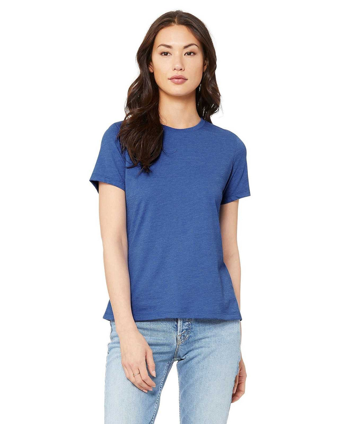 Bella + Canvas 6400 Women&#39;s Relaxed Jersey Short Sleeve Tee - Heather True Royal - HIT a Double