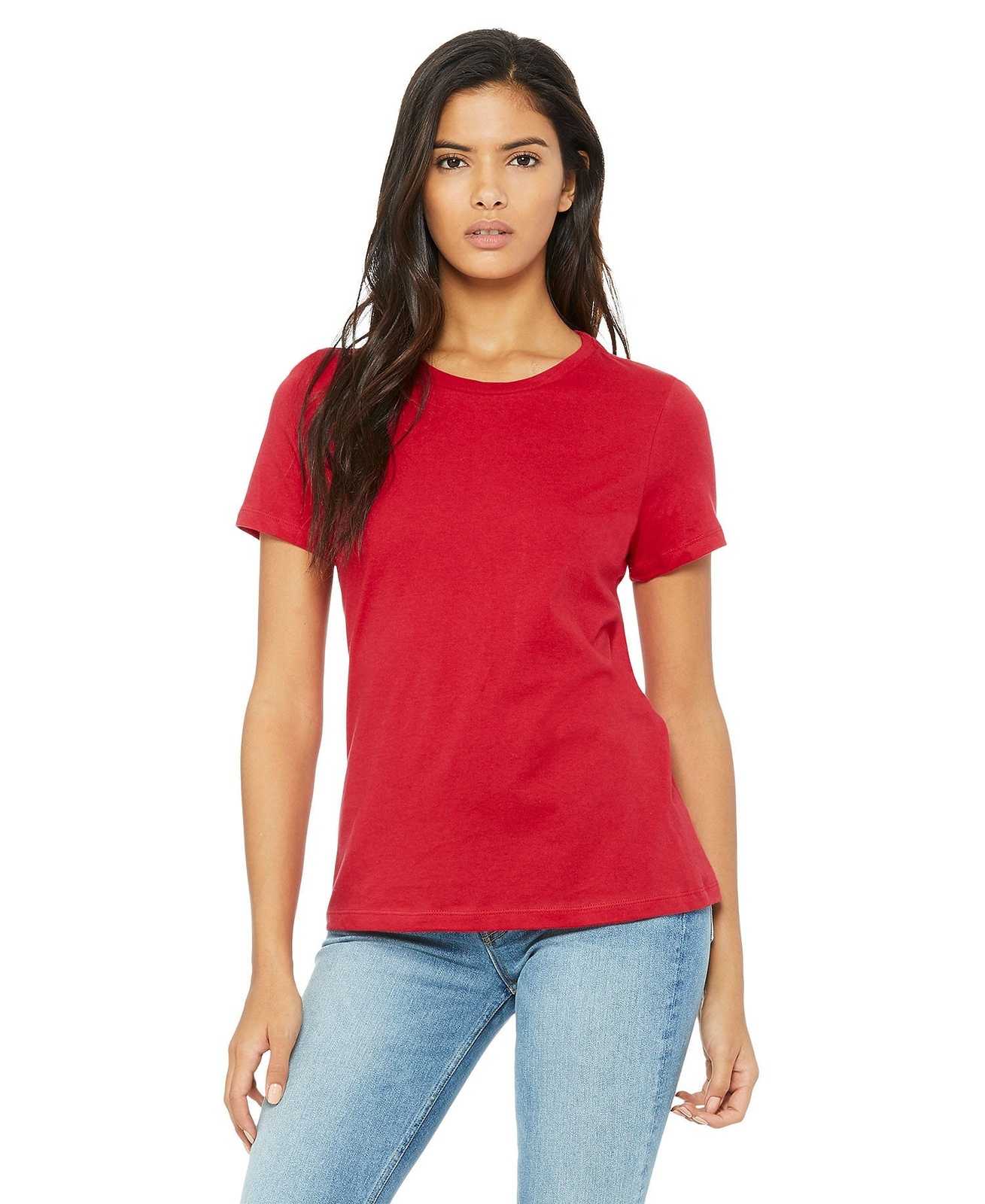 Bella + Canvas 6400 Women's Relaxed Jersey Short Sleeve Tee - Red - HIT a Double