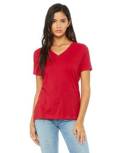 Bella + Canvas 6405 Ladies&#39; Relaxed Jersey V-Neck T-Shirt - Red - HIT a Double